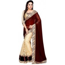 SareeShop Women's Georgette Saree (BrownSaree_Color-Brown)